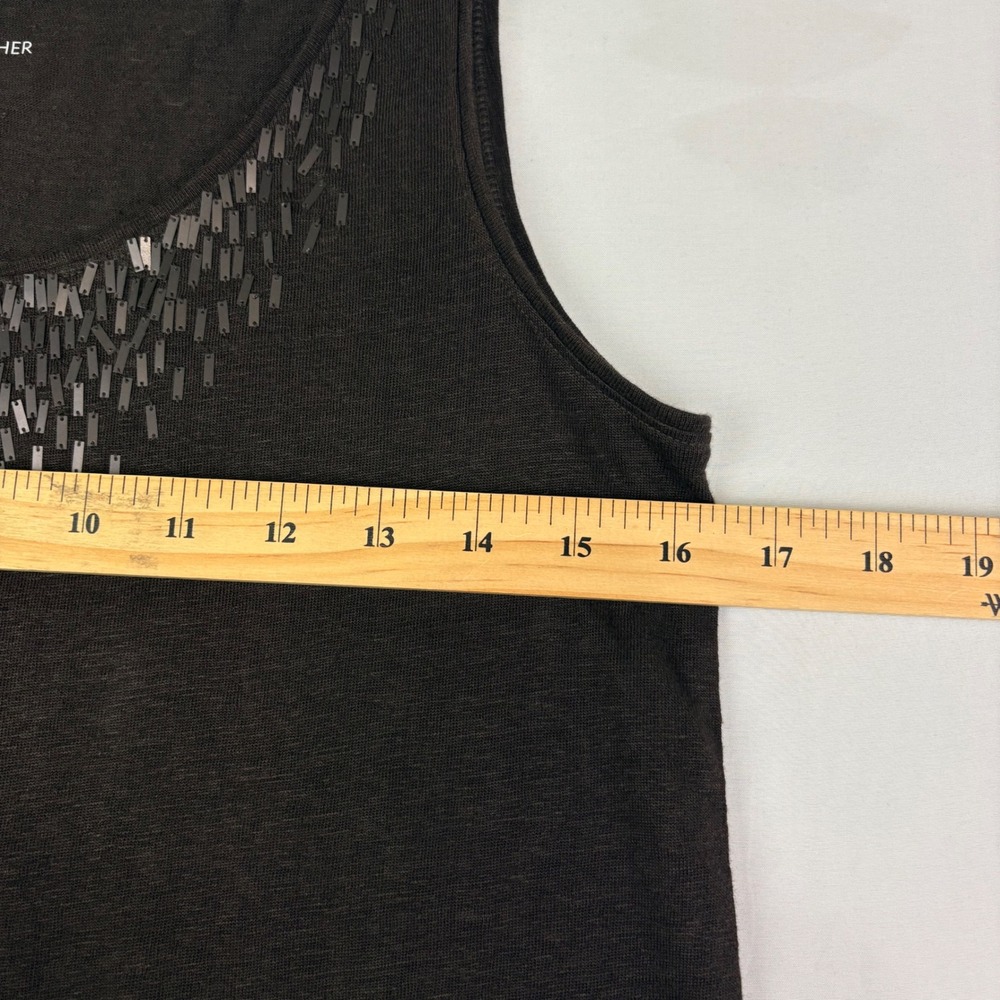 Eileen Fisher PP Brown Linen Tank Top Sequin Embellished‎ Lagenlook Minimalist - Picture 8 of 9